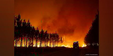 Firefighters tackling a blaze near Saint-Magne, south of Bordeaux, southwestern France.(Photo | AP)