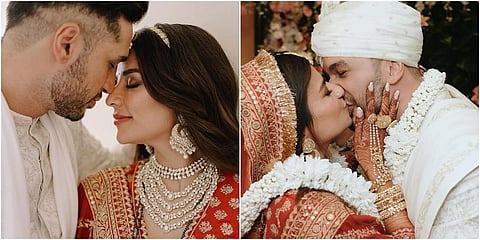 Indian singer Arjun Kanungo, tied the knot with his long-time South African model-girlfriend Carla Dennis in an intimate wedding ceremony on August 10 at Mumbai's Taj Hotel. Take a look at the photos from the couple's wedding festivities. (Photo | Arjun K