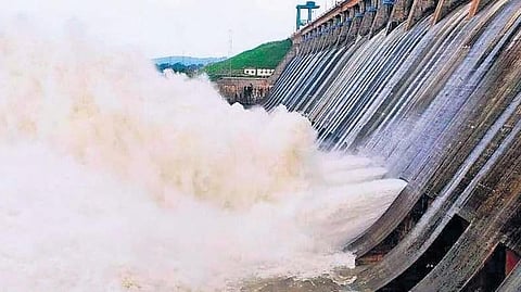 Water being released from Hirakud Dam 