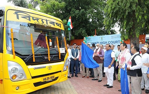 CM Himanta Biswa Sarma launching the project at the Gauhati High Court on the occasion of Independence Day. (Photo | EPS)