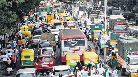Traffic grinds to a halt in the Central Business District, due to the Congress’ Freedom Walk.