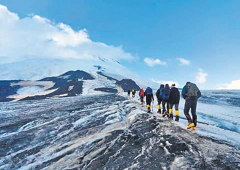 A group of eight mountaineers scaled two peaks, including Mount Elbrus. (Photo | EPS)