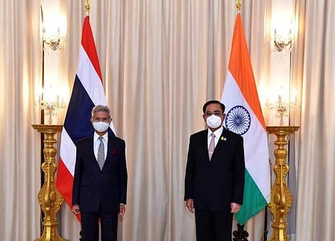 External Affairs Minister S Jaishankar with  Thai counterpart Don Pramudwinai(Photo | Twitter)
