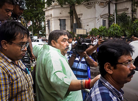 Trinamool Congress leader Anubrata Mondal being arrested in Kolkata. (File Photo | PTI)