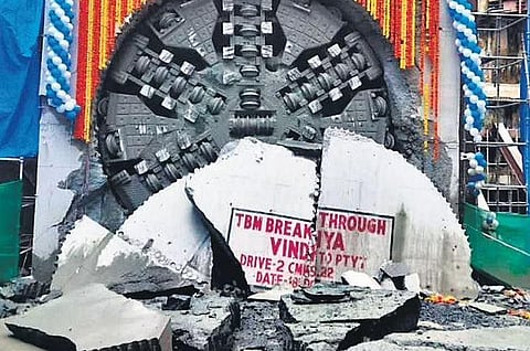 TBM ‘Vindhya’ breaks through at Pottery Town Metro station