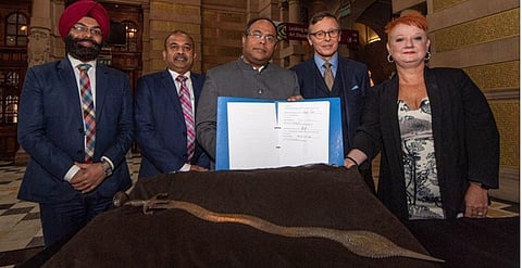 A signing ceremony at Kelvingrove Art Gallery. (Photo | AFP))