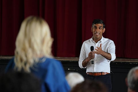 Rishi Sunak at an event in Ribble Valley, as part of the campaign to be leader of the Conservative Party and the next prime minister, in England. (Photo | AP)