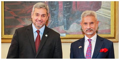 External Affairs Minister S Jaishankar with  President of Paraguay MaritoAbdo. (Photo | Dr. S. Jaishankar Twitter)