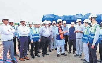 Khuba interacting with officials and contractors at the project site | Express