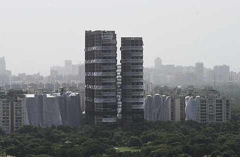 A view of the Twin Towers before demolition in Noida on Sunday. (Photo | Parveen Negi, EPS)