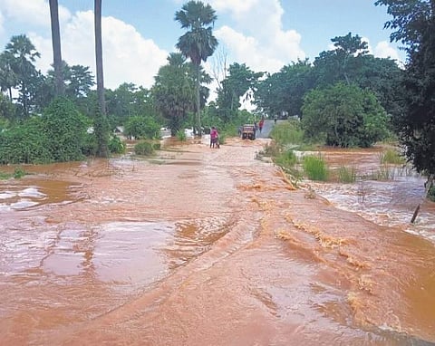Floodwater flowing over a road in Kendrapara district  | Express