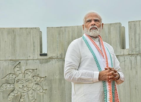 Prime Minister Narendra Modi during inauguration of 'Smruti Van' in Bhuj, Sunday, Aug. 28, 2022.  (Photo | PTI)