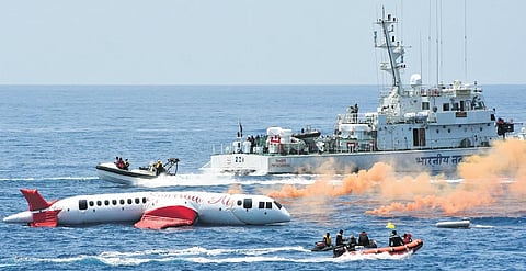 The Indian Coast Guard conducts the National Maritime search and rescue exercise off the Chennai Coast on Sunday | Ashwin Prasath