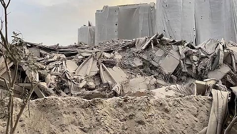 Debris of the demolished twin towers of Supertech, in Noida, Monday, Aug. 29, 2022. (Photo | PTI)