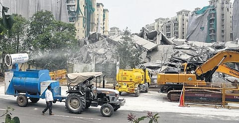 About 80,000 tonnes of debris found in nearby areas after demolition. (Photo | Express)