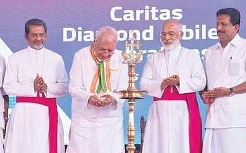 Governor Arif Mohammed Khan inaugurating the valedictory ceremony of the year-long Diamond Jubilee fete of Caritas Hospital in Kottayam