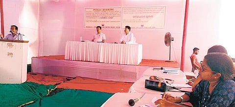 The public hearing organised by OSPCB at Mahakalpada on Tuesday | Express