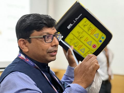 The Automated External Defibrillator provided at Nadaprabhu Kempegowda Metro station.