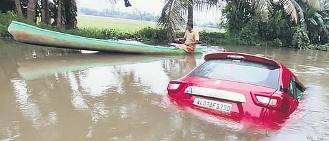 The car which fell into a canal at Parachal in Kottayam on Thursday night