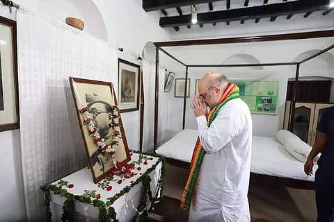 Union Home Minister Amit Shah visits Janakinath Bhawan, Netaji Subhas Chandra Bose's birthplace in Cuttack. (Photo | Special Arrangement)