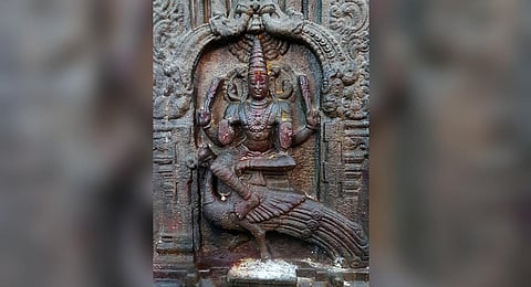 Kartikeya Skanda Sculpture, Meenakshi Temple, Madurai. (Photo | Wikimedia Commons)