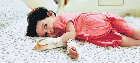 Rayapudi Ellen who was administered an injection worth Rs 16 crore on Sunday