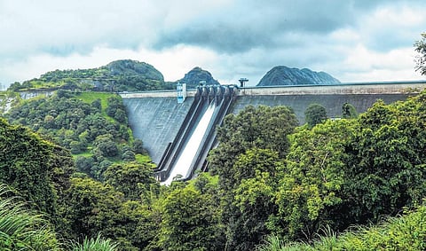 Shutters of Cheruthoni dam of Idukki reservoir being raised. (File Photo | Shiyami, EPS)