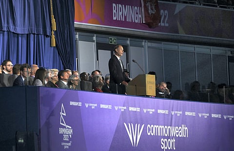 Prince Edwards speaks during the closing ceremony of the Commonwealth Games (CWG) 2022