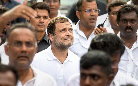 Congress leader Rahul Gandhi along with party workers participates in 'Bharat Jodo Yatra' of Congress, in Kanyakumari district. (Photo | PTI)