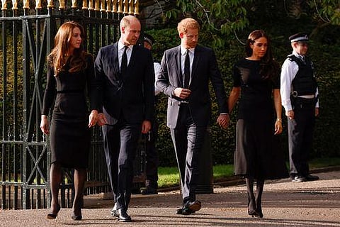Prince Harry and his wife Meghan joined Prince William and his wife Kate at Windsor Castle. (Photo | Twitter)