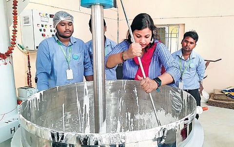 Durga in her plant at Ambapali  | Express