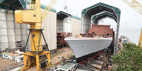 Indian Navy launches stealth frigate 'Taragiri' in Mumbai