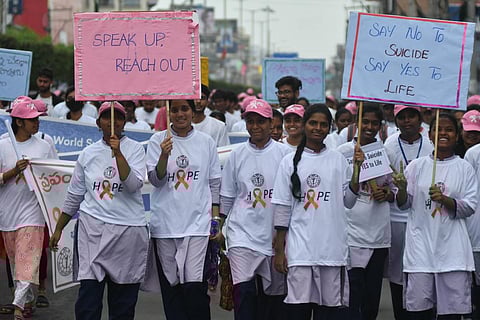 A rally marks the World Suicide Prevention Day in Vijayawada | Prasant Madugula