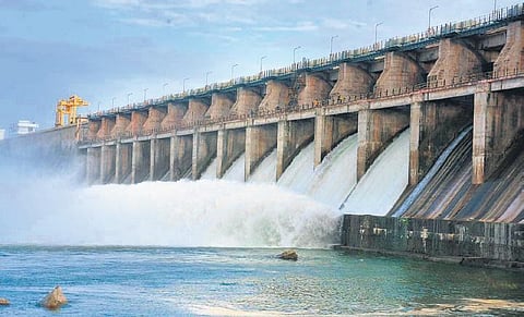 Water flows through the open gates of Lower Manair Dam in Karimnagar (File Photo)