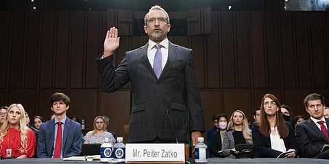 Twitter whistleblower Peiter Zatko is sworn in for a Senate Judiciary hearing examining data security at risk, Tuesday, Sept. 13, 2022, in Washington.(Photo | AP)