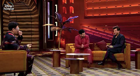 Anil Kapoor and Varun Dhawan in Koffee with Karan season 7. ( Photo | Youtube screngrab)
