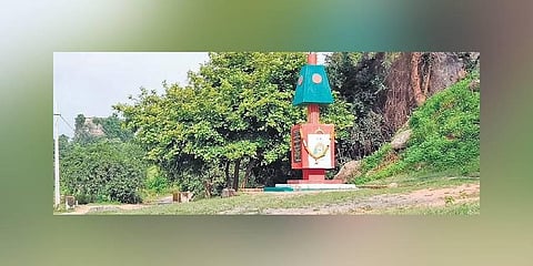 The stupa built in memory of the tribal heroes who died fighting the Nizam’s army