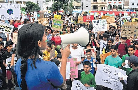 In this file image, a protest against climate change. (Photo |EPS)