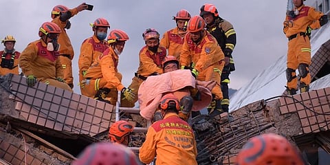 Rescue operations underway following an earthquake in eastern Taiwan, Sunday, Sept. 18, 2022. (Photo |AP)