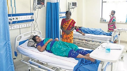 Women who underwent the Double Puncture Laparoscopy undergoing treatment at the NIMS on Thursday | Vinay Madapu