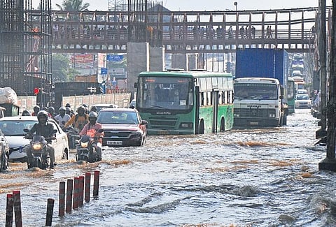 Heavy downpour handicapped the IT corridor in Bengaluru. (Photo | Vinod Kumar T | EPS)