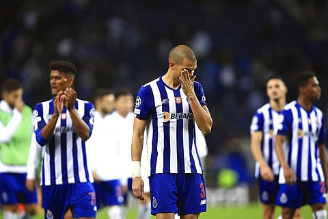 Porto's Pepe, center, reacts at the end of the Champions League. (Photo | AP)