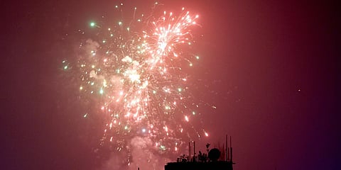 People burst fire crackers during 'Diwali' celebrations in New Delhi. (File Photo| PTI)