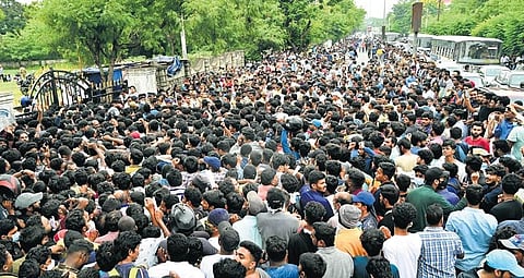 people in huge numbers wait to get hold of the ticket for the T20I match scheduled for Sunday; Vinay Madapu