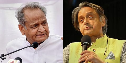 (L-R) Rajasthan Chief Minister Ashok Gehlot, Thiruvananthapuram MP Shashi Tharoor (Photo | PTI)