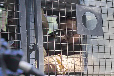 A PFI member after being produced in a Bengaluru court on Friday. (Photo | Vinod Kumar T, EPS)