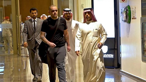 Aiden Aslin was among five men released as part of a prisoner swap. (Photo | SAUDI TV/AFP)