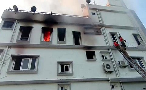 A fire broke out at a private clinic in which three persons were killed in Renigunta during the wee hours of Sunday. (Express)