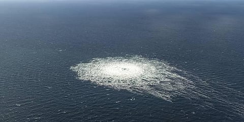 A large disturbance in the sea can be observed off the coast of the Danish island of Bornholm. (Photo | AP)