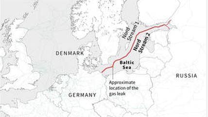 Gas leak near Nord Stream 2 Pipeline (Photo | AFP)